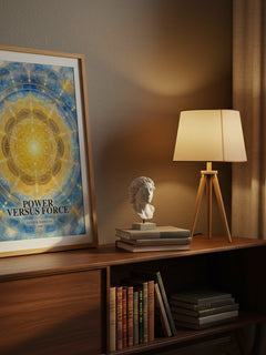 Power versus force watercolour print on bookshelf – David R. Hawkins fan gift