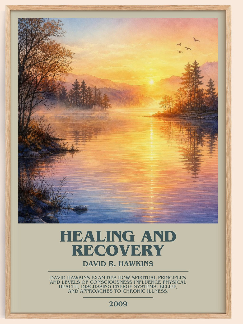 Healing and recovery bookish book poster by David R. Hawkins – framed literary art print