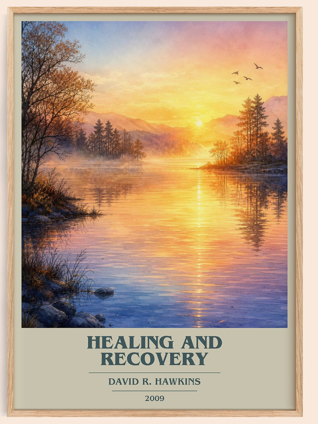 Healing and recovery book cover book poster by David R. Hawkins – framed literary art print