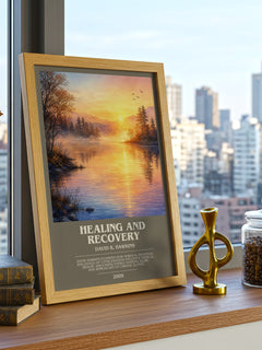 Healing and recovery bookish print framed by window – literary home decor