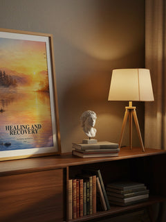 Healing and recovery watercolour print on bookshelf – David R. Hawkins fan gift