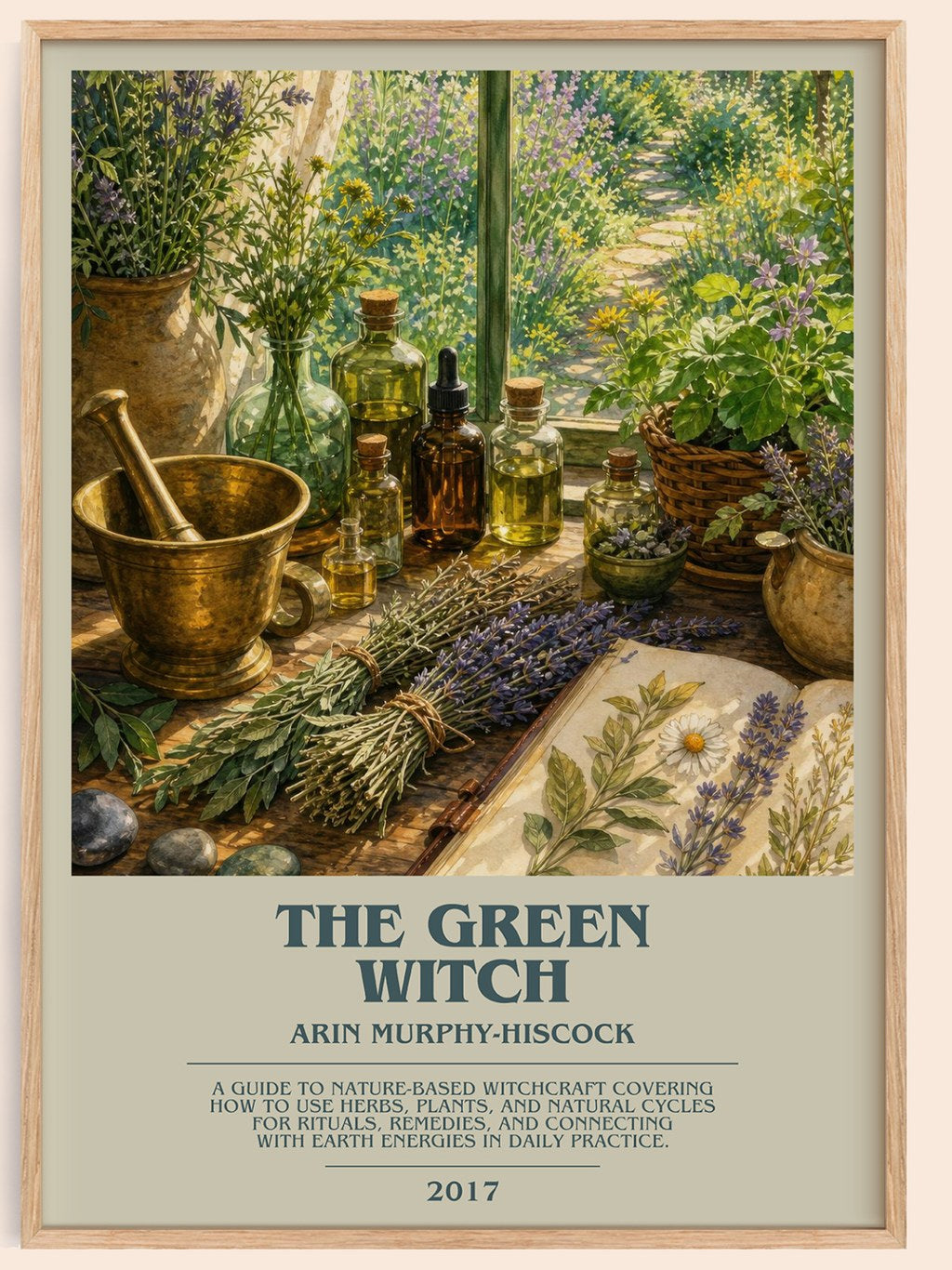 The Green Witch bookish book poster by Arin Murphy-Hiscock – framed literary art print