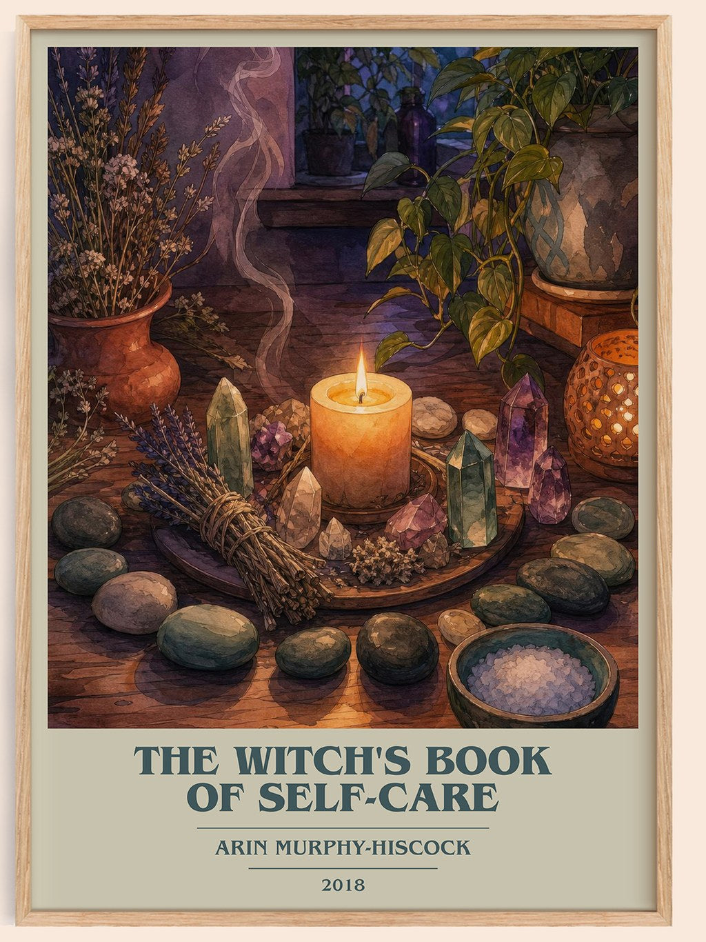 The Witch's Book of Self-Care book cover book poster by Arin Murphy-Hiscock – framed literary art print