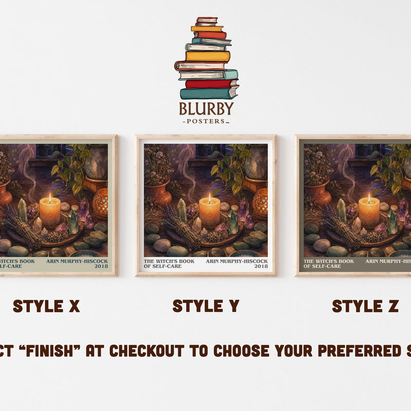 The Witch's Book of Self-Care literary print in frame leaning in hallway – non fiction wall art