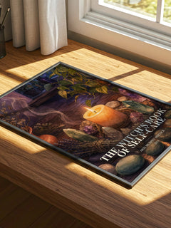 The Witch's Book of Self-Care watercolour book poster framed on wall – non fiction wall art