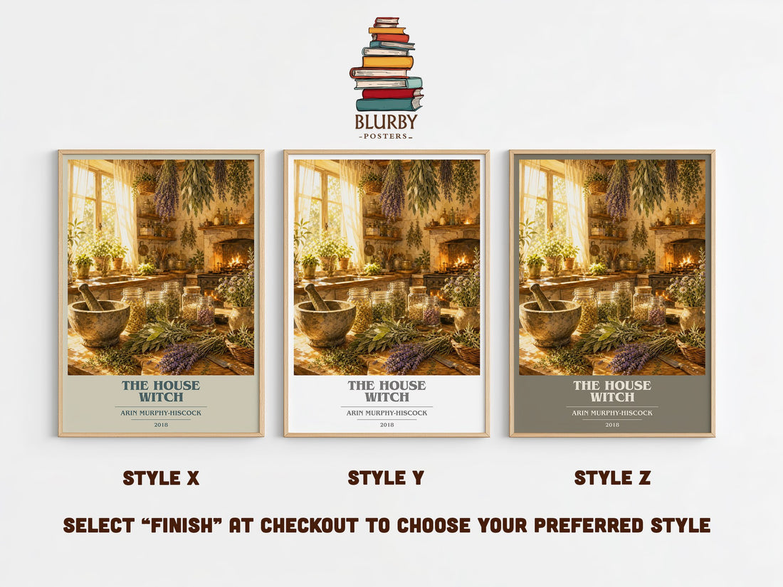 The House Witch book cover print in frame leaning in hallway – non fiction wall art (mockup)