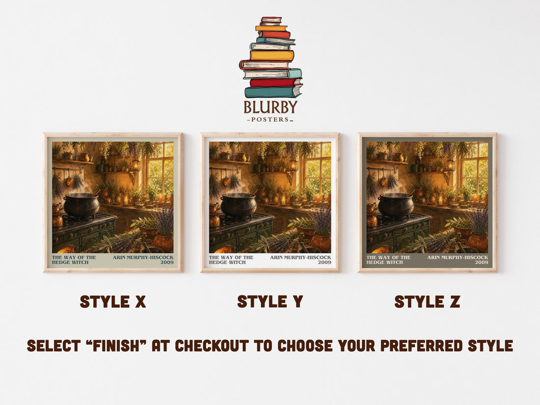 The Way of the Hedge Witch literary print in frame leaning in hallway – non fiction wall art (mockup)