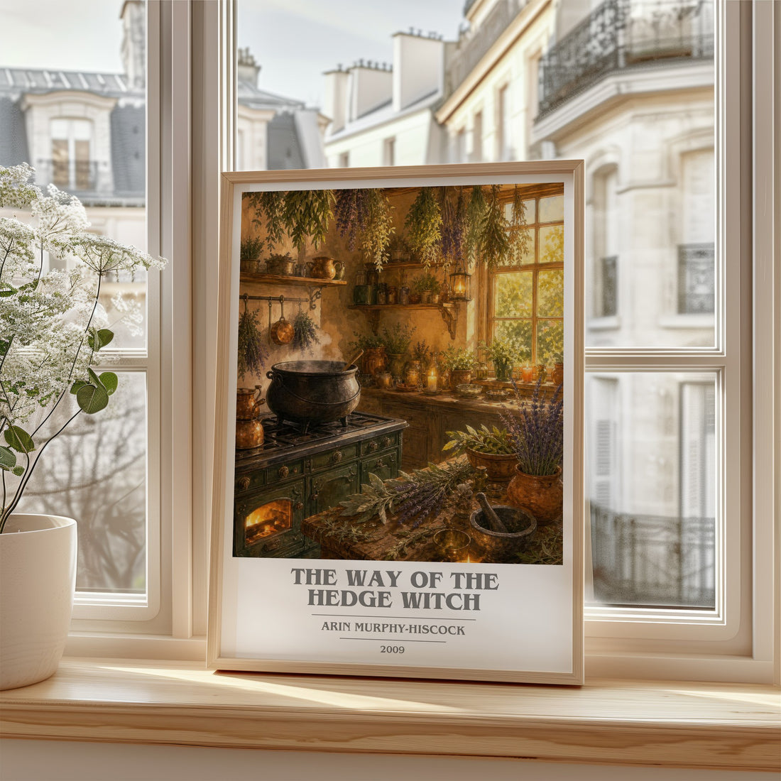 The Way of the Hedge Witch Book Cover Poster by Arin Murphy-Hiscock – framed print by a bright window