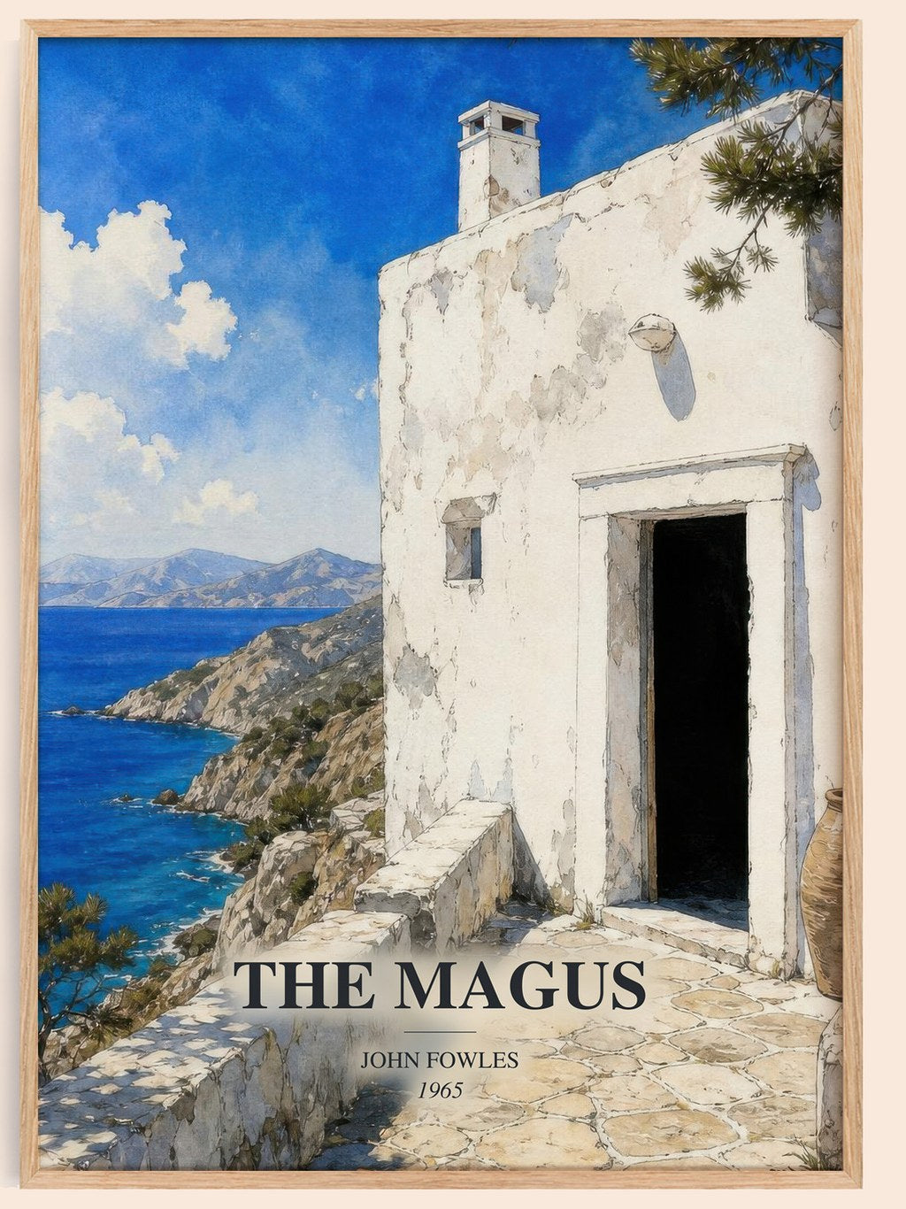 The Magus watercolour book poster by John Fowles – framed literary art print