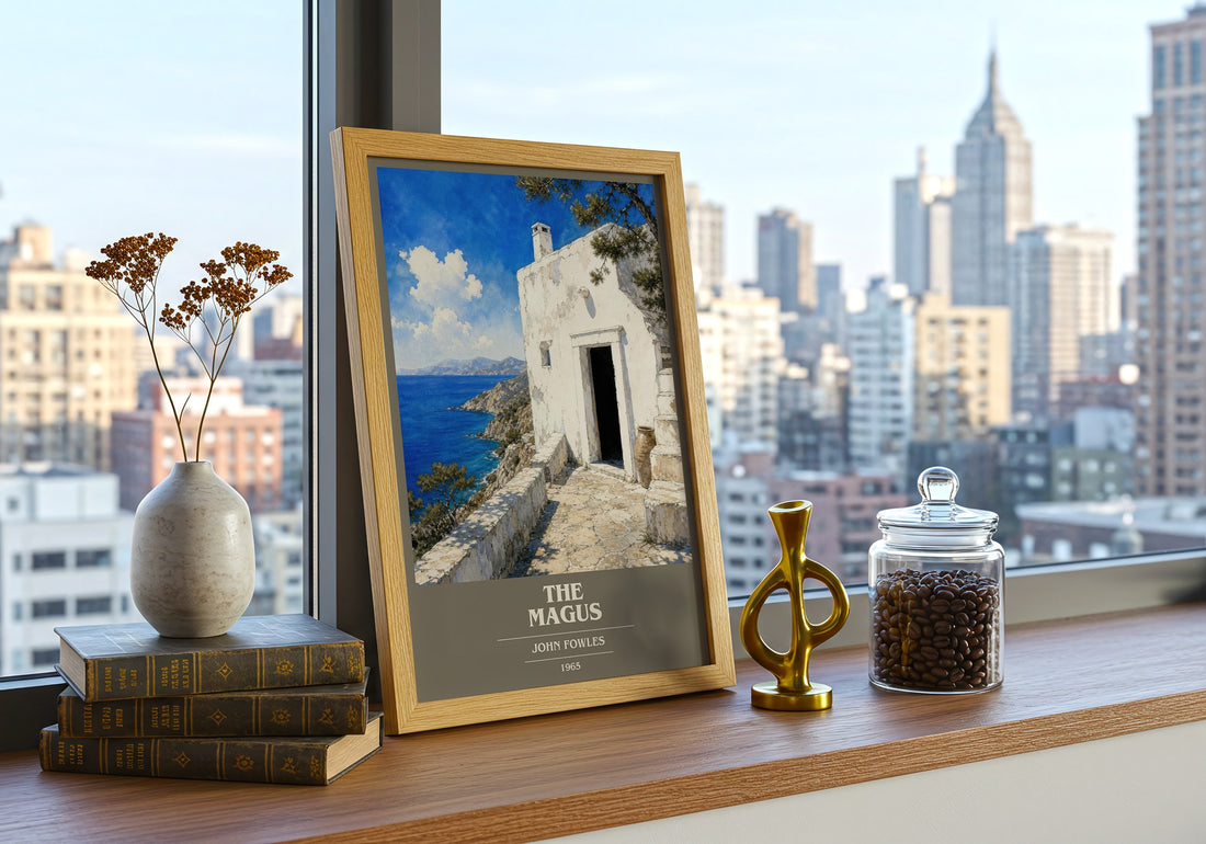 The Magus book cover print framed by window – literary home decor