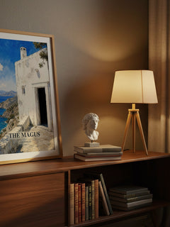 The Magus watercolour print on bookshelf – John Fowles fan gift