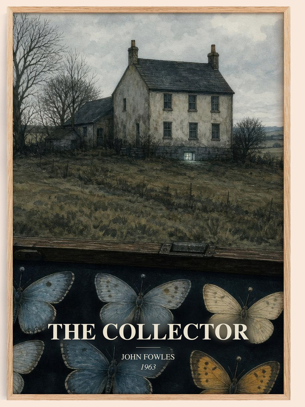 The Collector watercolour book poster by John Fowles – framed literary art print