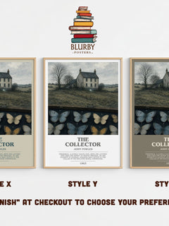 The Collector bookish print in frame leaning in hallway – thriller wall art