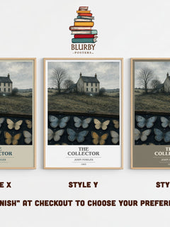 The Collector book cover print in frame leaning in hallway – thriller wall art