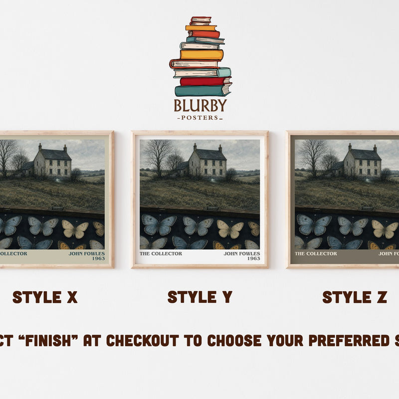The Collector literary print in frame leaning in hallway – thriller wall art