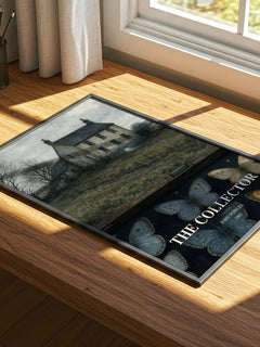 The Collector watercolour book poster framed on wall – thriller wall art