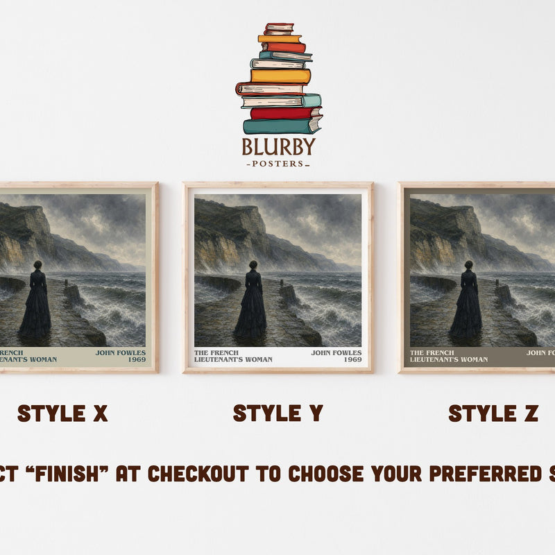 The French Lieutenant's Woman literary print in frame leaning in hallway – literary fiction wall art