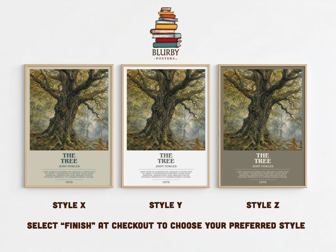 The tree bookish print in frame leaning in hallway – non fiction wall art (mockup)