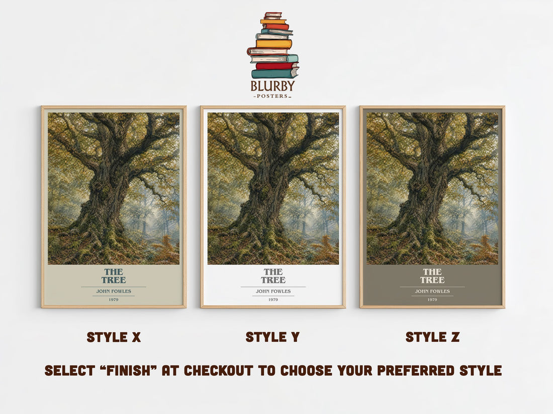The tree book cover print in frame leaning in hallway – non fiction wall art (mockup)