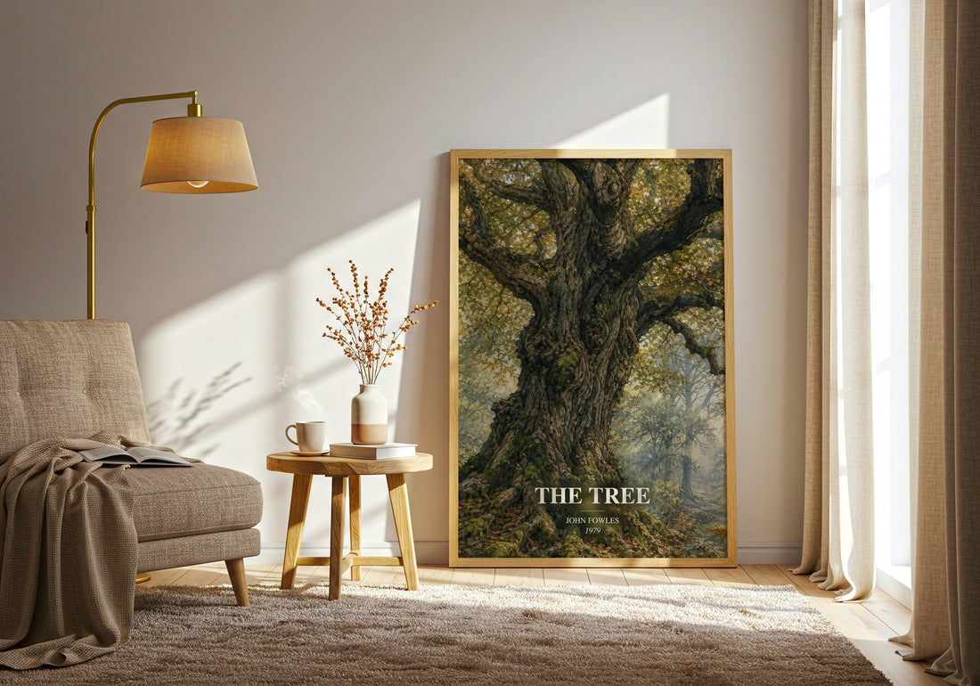 The tree watercolour print in frame leaning in hallway – non fiction wall art