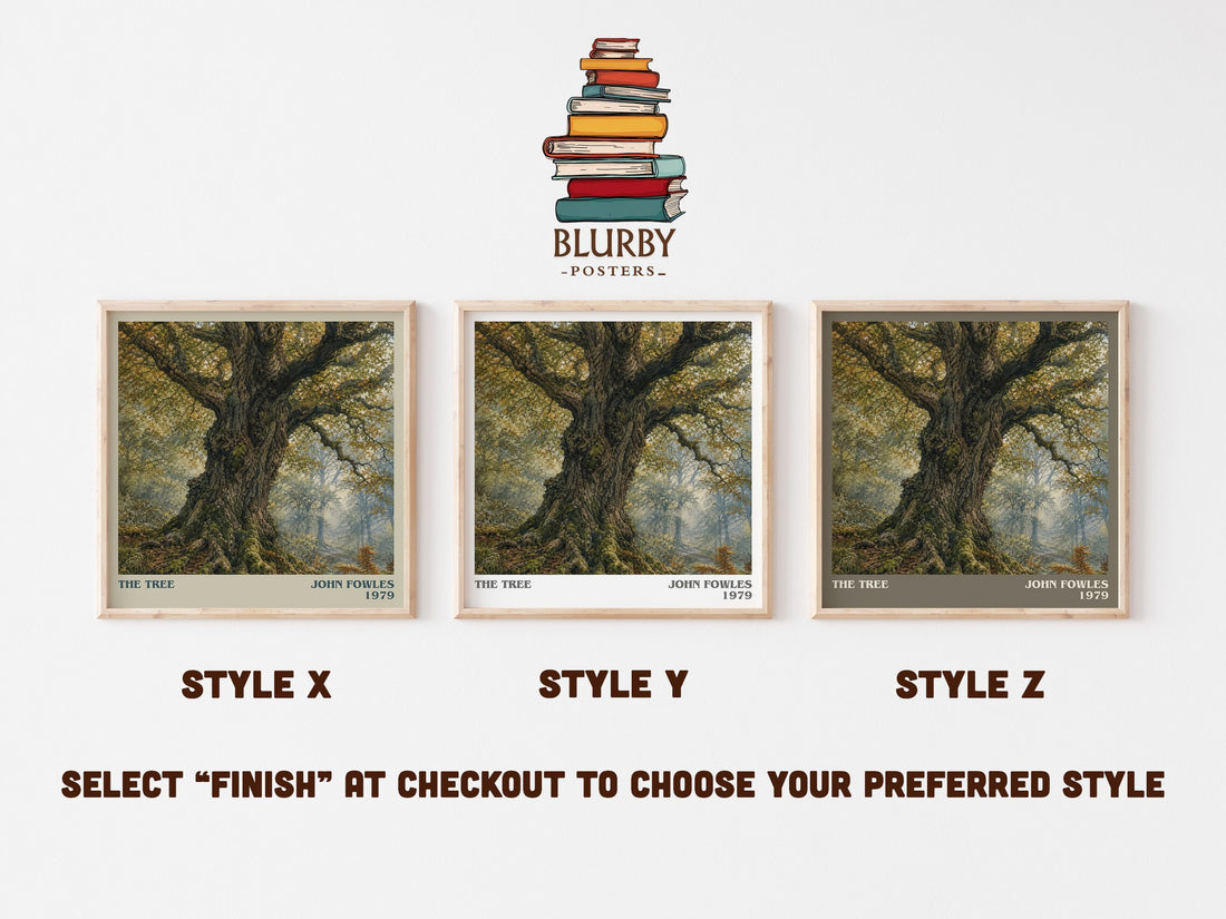 The tree literary print in frame leaning in hallway – non fiction wall art (mockup)