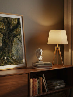 The tree watercolour print on bookshelf – John Fowles fan gift