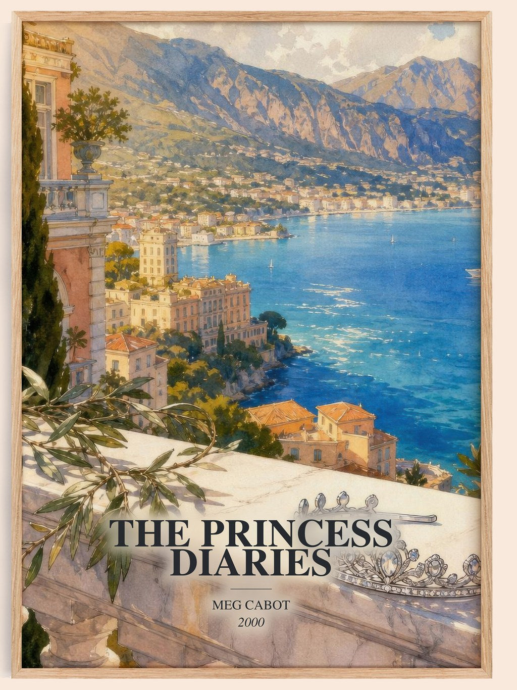 The Princess Diaries watercolour book poster by Meg Cabot – framed literary art print