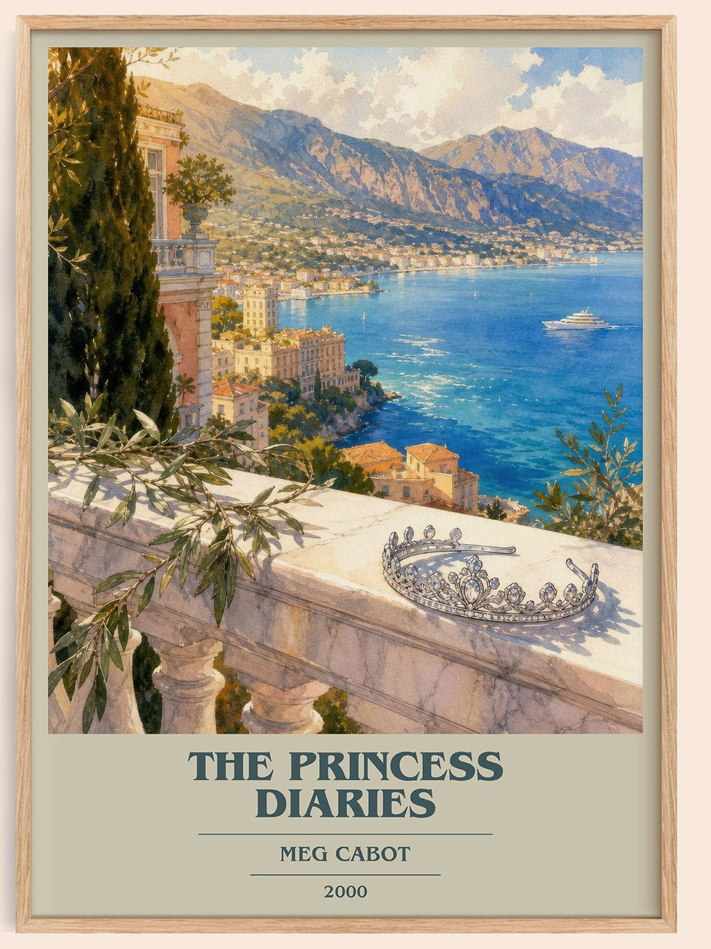 The Princess Diaries book cover book poster by Meg Cabot – framed literary art print