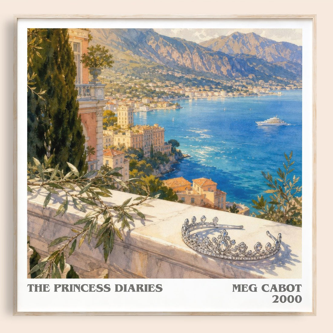The Princess Diaries literary book poster by Meg Cabot – framed literary art print