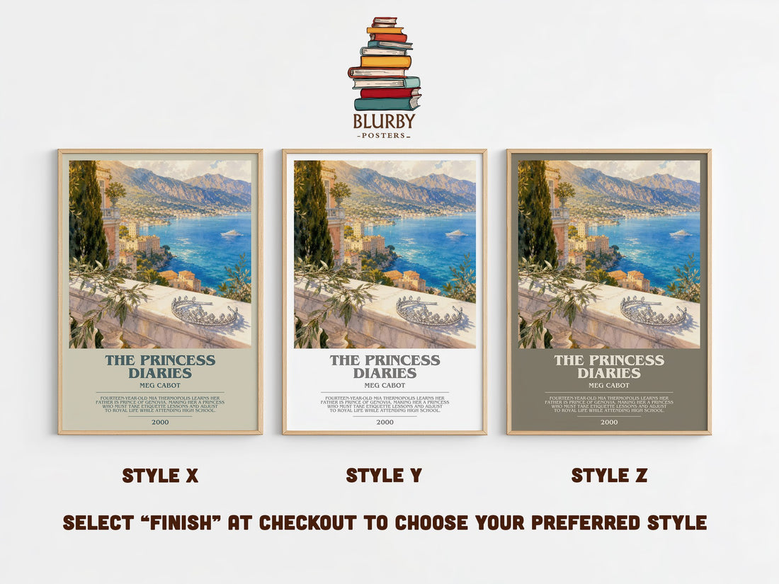 The Princess Diaries bookish print in frame leaning in hallway – young adult wall art (mockup)
