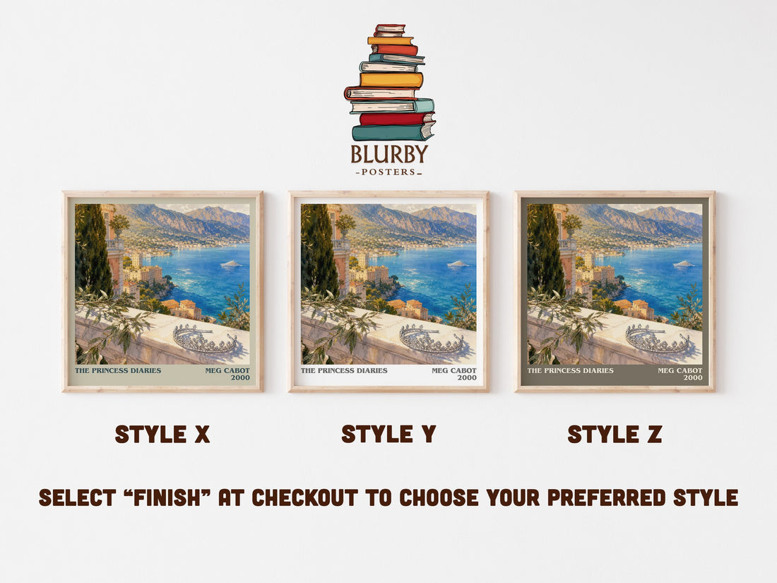 The Princess Diaries literary print in frame leaning in hallway – young adult wall art (mockup)