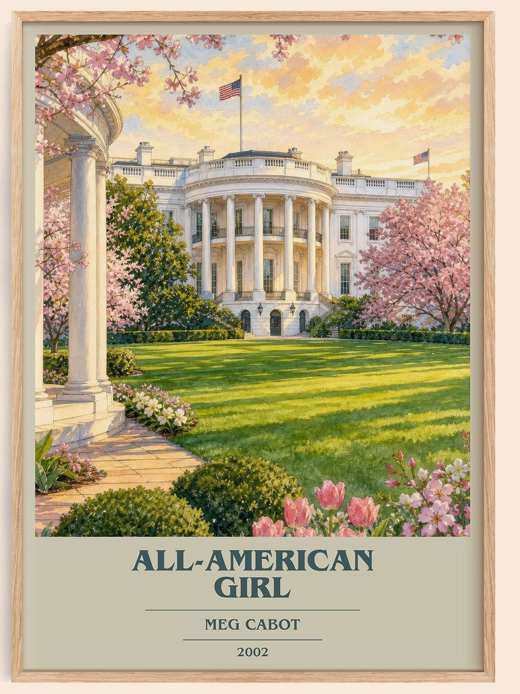 All-American Girl book cover book poster by Meg Cabot – framed literary art print