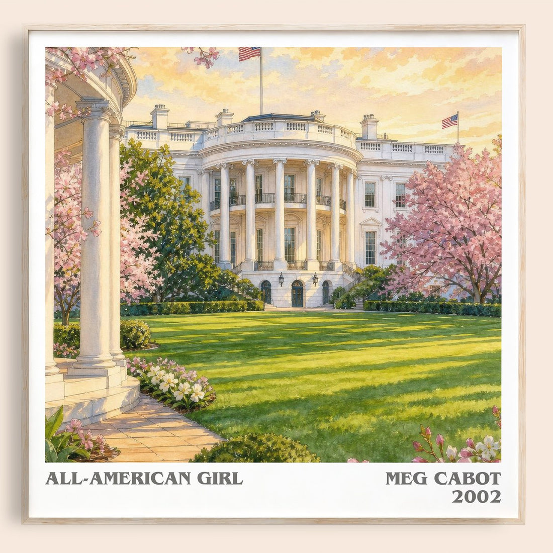 All-American Girl literary book poster by Meg Cabot – framed literary art print