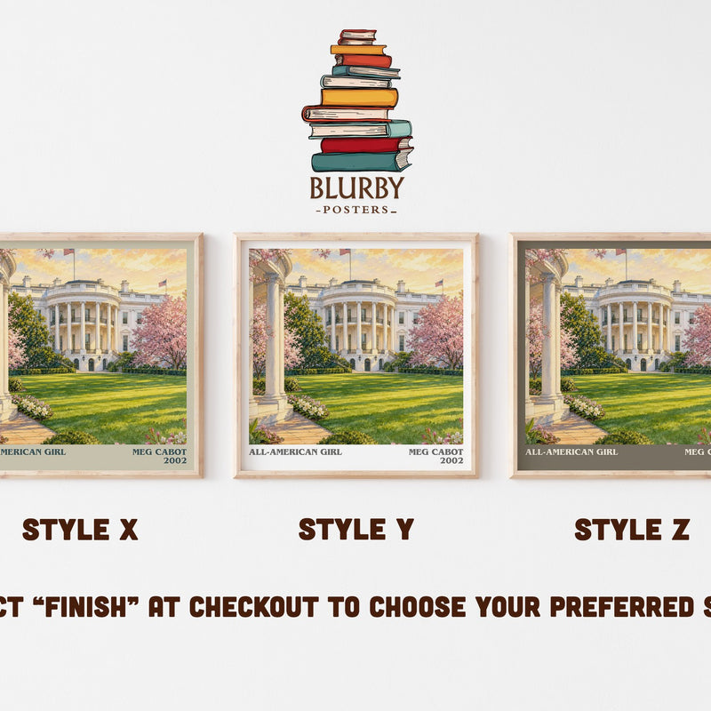 All-American Girl literary print in frame leaning in hallway – young adult wall art