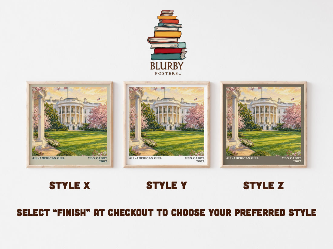 All-American Girl literary print in frame leaning in hallway – young adult wall art (mockup)