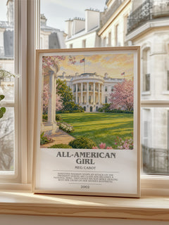 All-American Girl bookish poster colour and style options – Meg Cabot book art