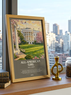 All-American Girl bookish print framed by window – literary home decor
