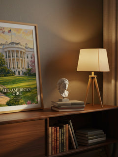 All-American Girl watercolour print on bookshelf – Meg Cabot fan gift