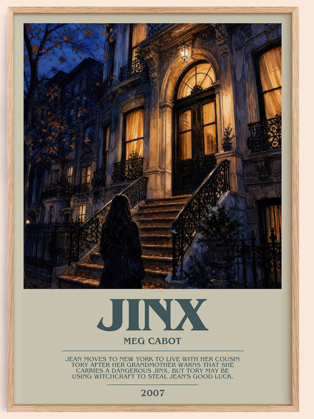 Jinx bookish book poster by Meg Cabot – framed literary art print