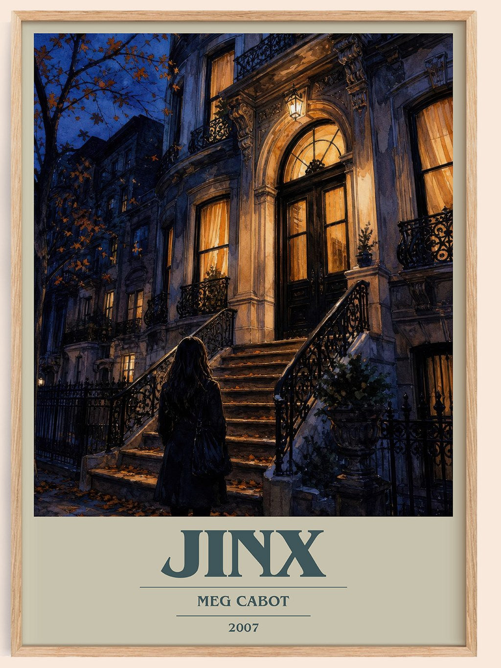 Jinx book cover book poster by Meg Cabot – framed literary art print