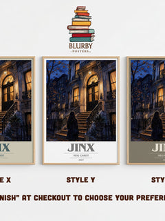 Jinx book cover print in frame leaning in hallway – young adult wall art