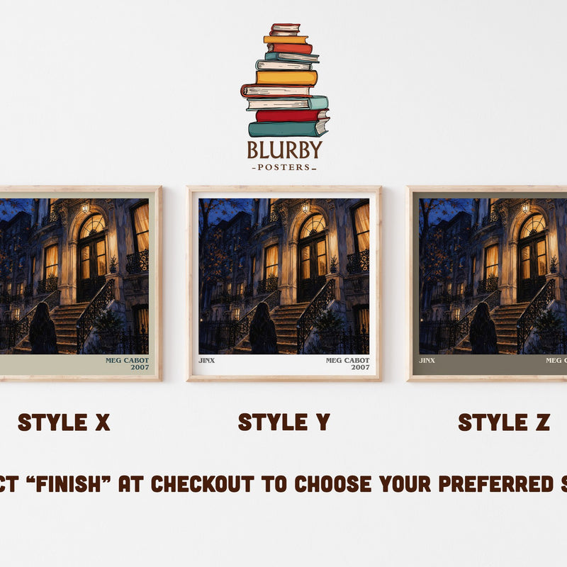 Jinx literary print in frame leaning in hallway – young adult wall art