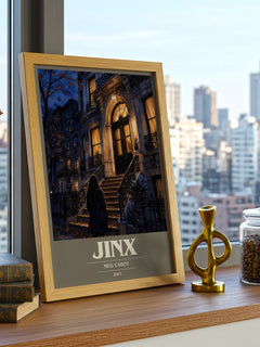Jinx book cover print framed by window – literary home decor