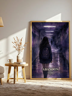Abandon watercolour print in frame leaning in hallway – young adult wall art