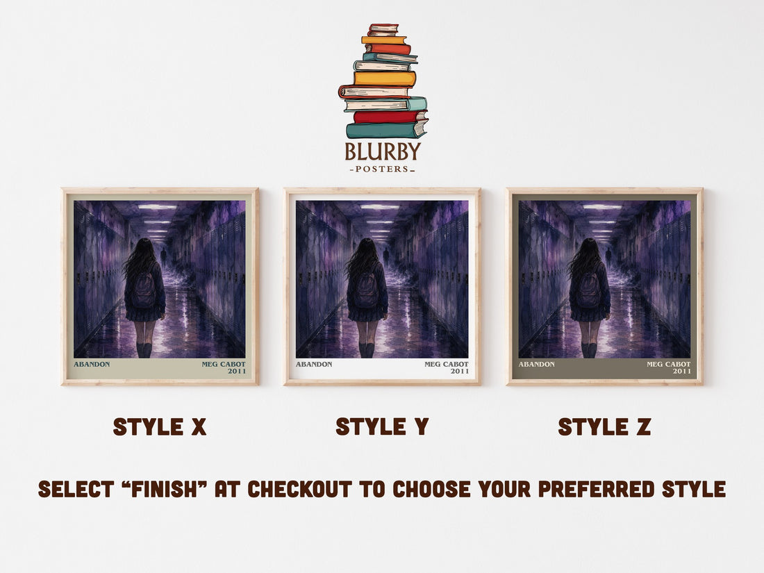 Abandon literary print in frame leaning in hallway – young adult wall art (mockup)