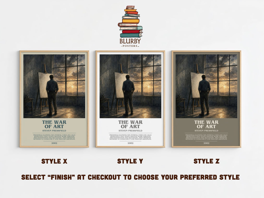 The War of Art bookish print in frame leaning in hallway – non fiction wall art (mockup)