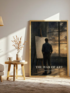 The War of Art watercolour print in frame leaning in hallway – non fiction wall art