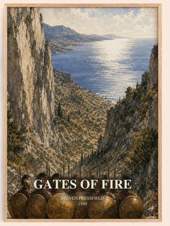 Gates of fire watercolour book poster by Steven Pressfield – framed literary art print