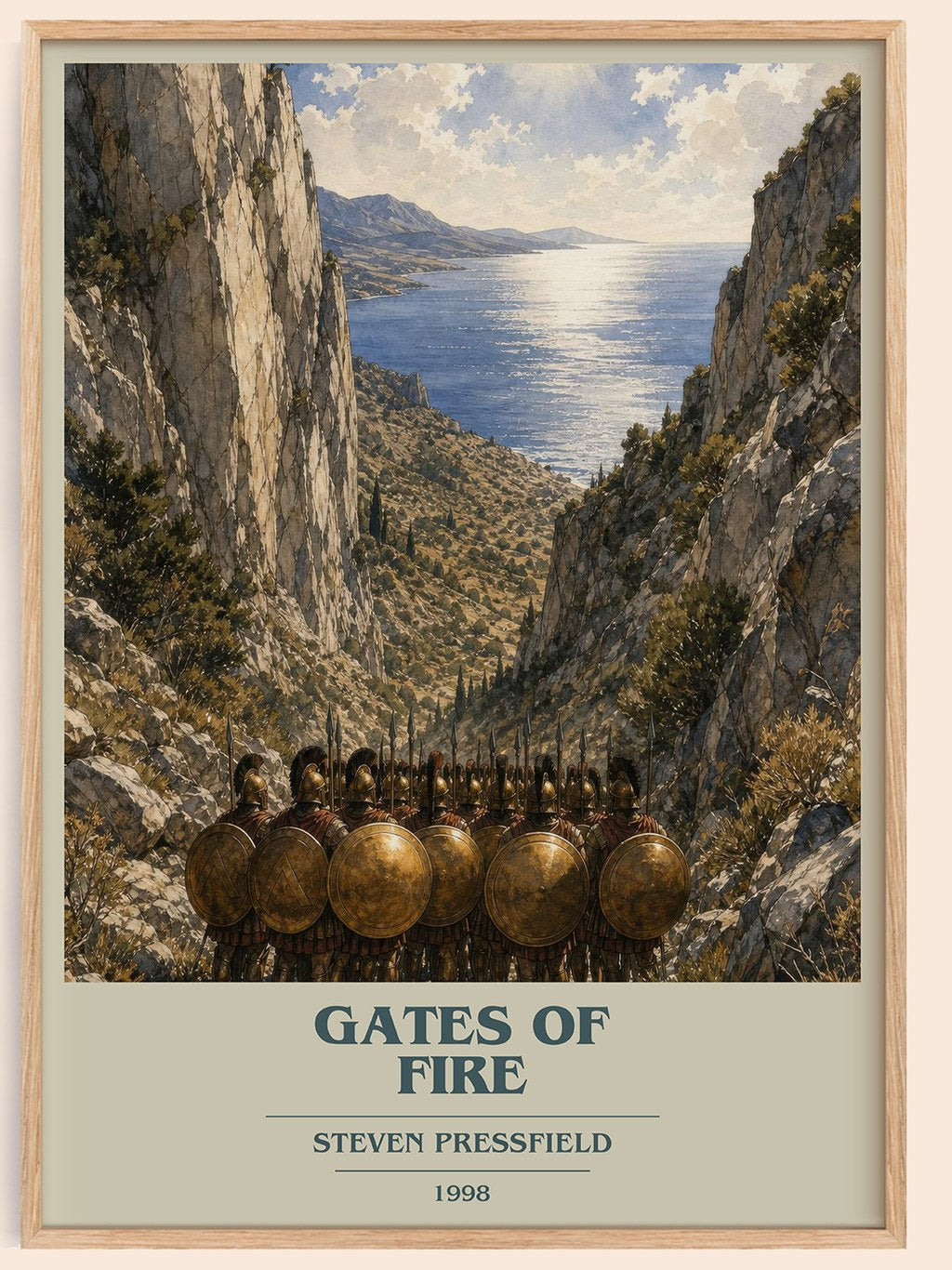 Gates of fire book cover book poster by Steven Pressfield – framed literary art print