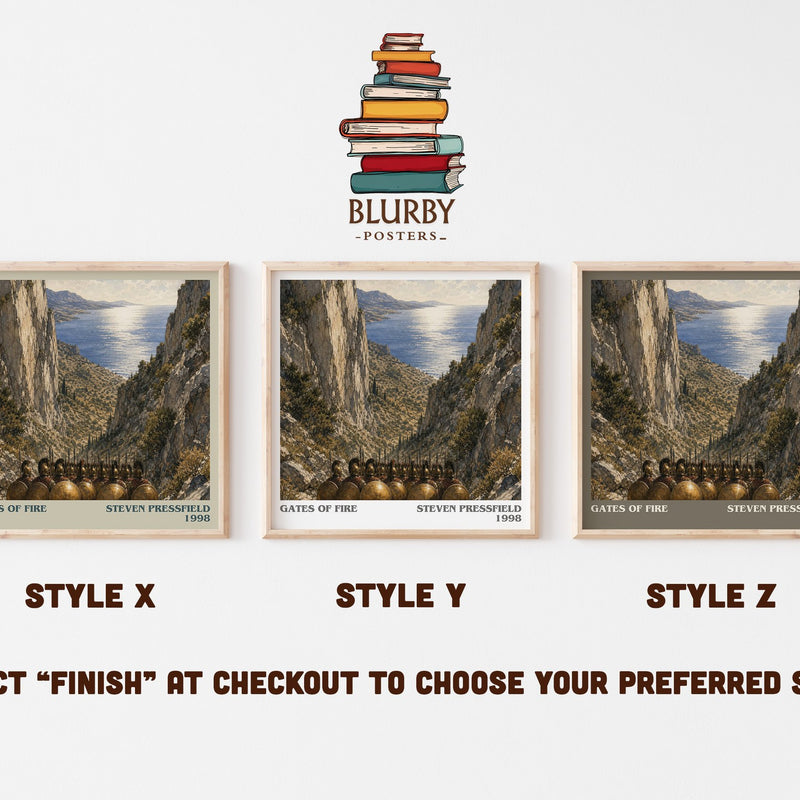 Gates of fire literary print in frame leaning in hallway – historical fiction wall art
